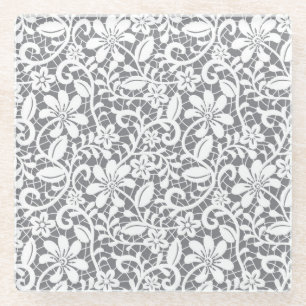 White Lace 1 Glass Coaster