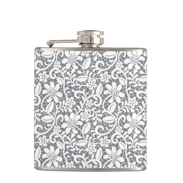 White Lace 1 Hip Flask (Front)