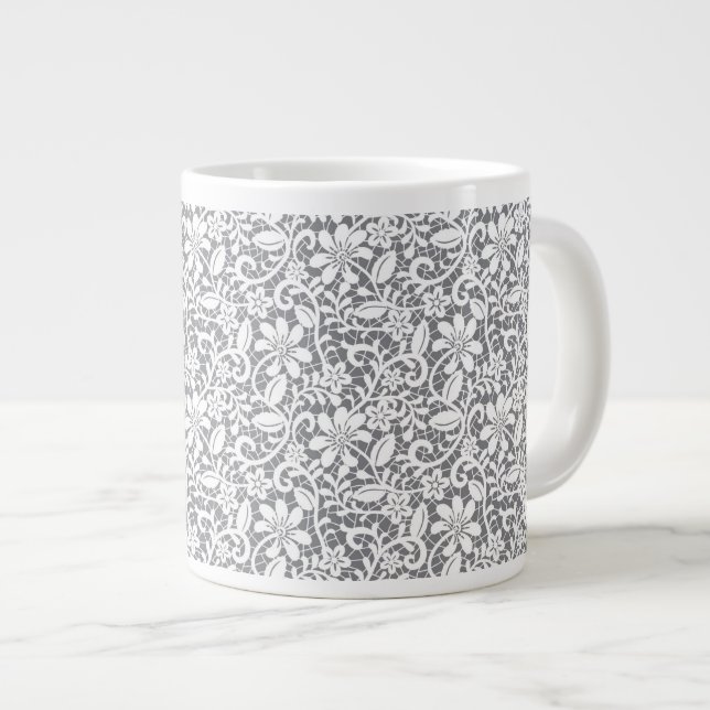 White Lace 1 Large Coffee Mug (Front Right)