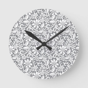 White Lace 1 Round Clock