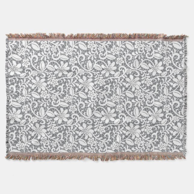 White Lace 1 Throw Blanket (Front)