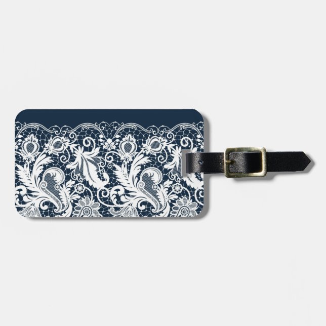 White lace 2 luggage tag (Front Horizontal)