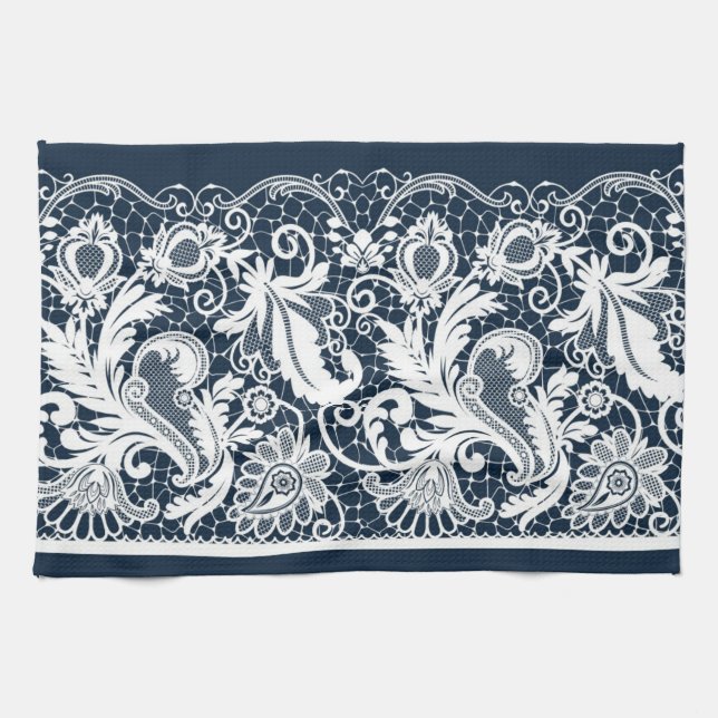 White lace 2 tea towel (Horizontal)