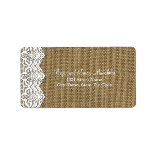 White Lace and Burlap Address Label