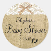 White Lace and Burlap Baby Shower Favour
