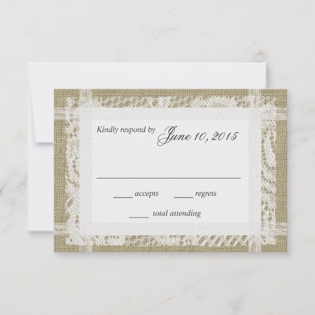 White Lace and Burlap Response Card (Front)