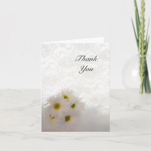 White Lace and Daisies Wedding Thank You Card