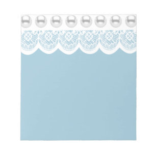 White Lace and Faux Pearls Notepad
