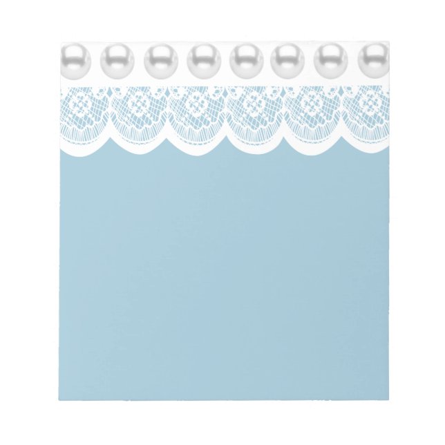 White Lace and Faux Pearls Notepad (Front)