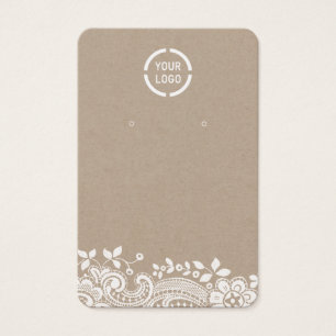 White lace and kraft custom logo earring display
