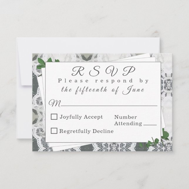 White Lace and Rose Leaves Response Card (Front)
