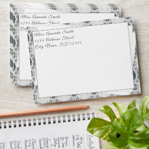 White Lace and Rose Leaves Response Card Envelope