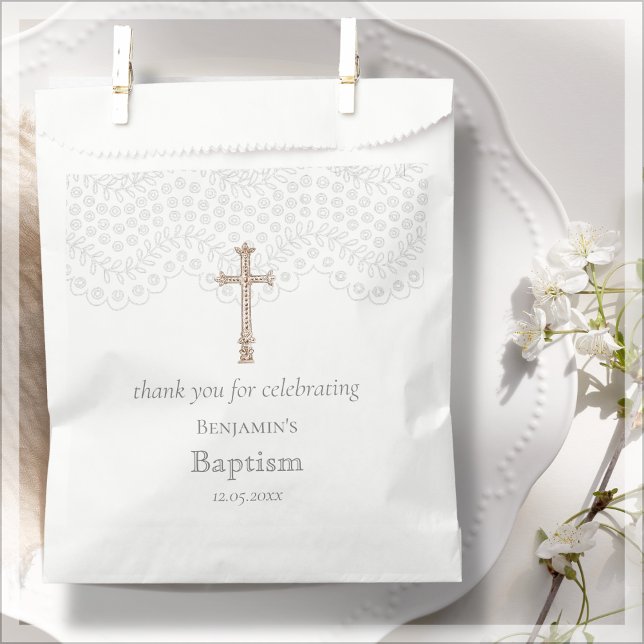 White Lace Baptism Thank You  Favour Bag (Creator Uploaded)