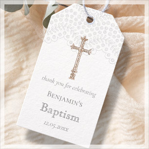 White Lace Baptism Thank You Favour Gift Tags