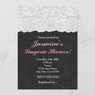 White Lace & Black Leather Party Invitation