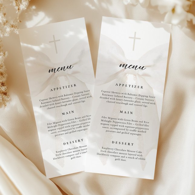 White Lace Bow Baptism  Menu (Creator Uploaded)