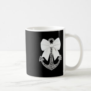 White Lace Bow Tie Nautical Cruise Anchor Boat Cru Coffee Mug