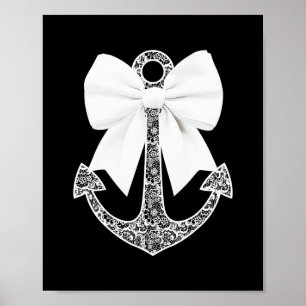 White Lace Bow Tie Nautical Cruise Anchor Boat Cru Poster