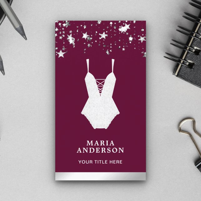 White Lace Bridal Bodysuit Lingerie Boutique Business Card (Creator Uploaded)