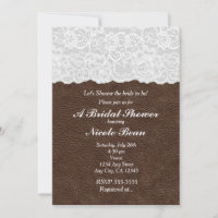 White Lace & Brown Leather Rustic Bridal Shower