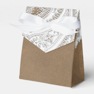 White Lace & Brown Rustic Chic Elegant Wedding Favour Box