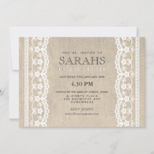 White Lace & Burlap Bridal Shower Party Invite