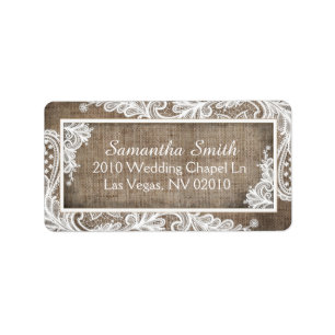 White Lace Burlap Modern Goth Wedding Labels