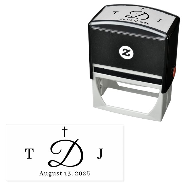 White Lace Catholic Monogrammed Self-inking Stamp (In Situ)