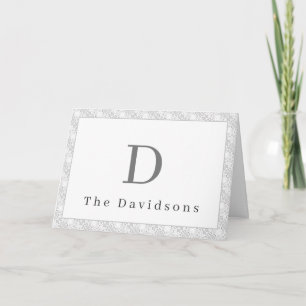 White Lace Catholic Monogrammed Thank You Card