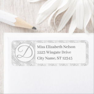 White Lace Catholic Monogrammed Wedding Address Return Address Label