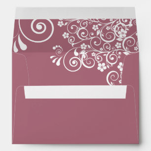 White Lace Dusty Rose Mauve Pink Elegant Wedding Envelope