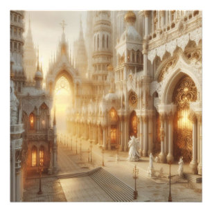 White Lace Fantasy City Photo Print