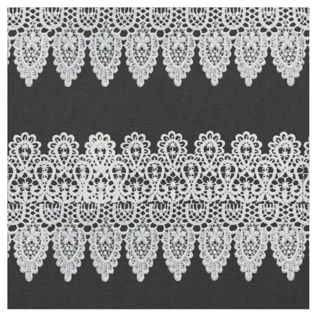 White lace forms a delicate border against black fabric (Close Up)