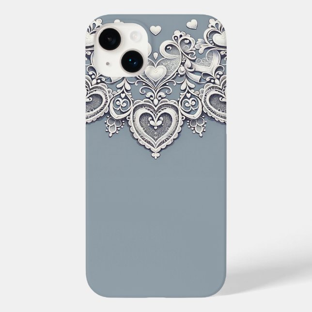 White Lace Hearts Romantic Charm Elegant Case-Mate iPhone Case (Back)