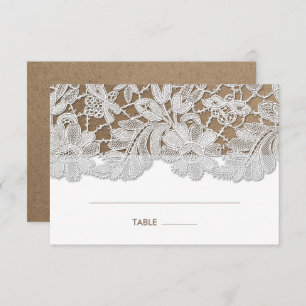 White Lace   Kraft Paper Wedding Table Place Cards
