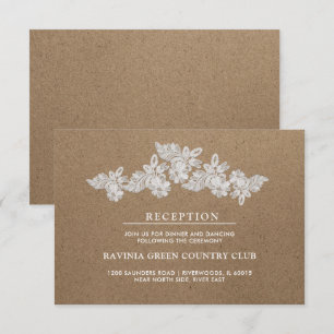 White Lace   Kraft  Wedding Reception Cards