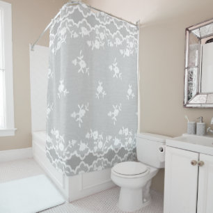 White Lace Look Overlay Custom Background Shower Curtain