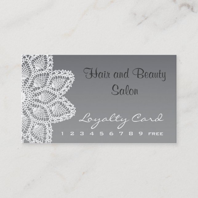White Lace Loyalty Card- hair and beauty salon Card (Front)