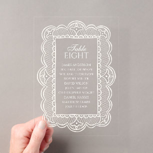 White Lace Old Money Wedding Seating Chart Acrylic Invitations