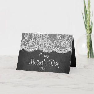 White Lace On Chalkboard Happy Mother's Day Card