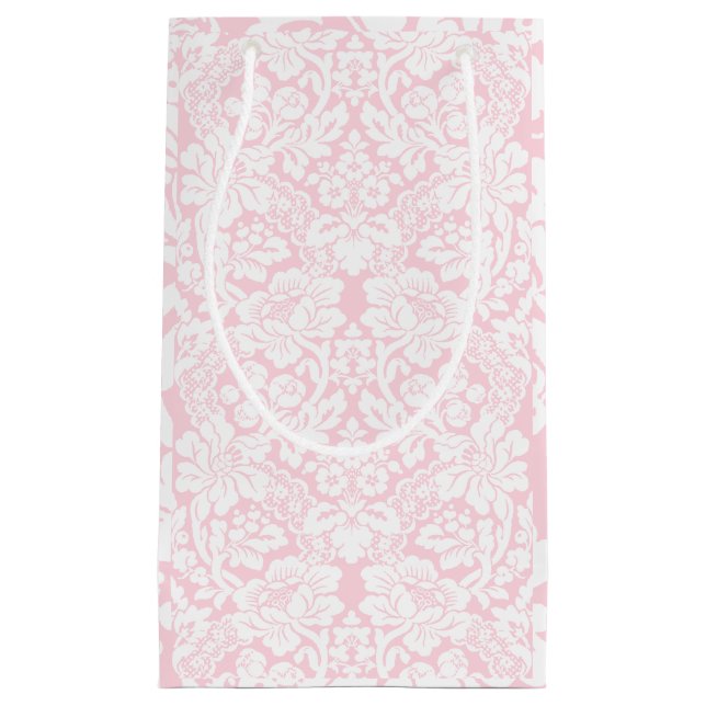 White Lace on Pink Small Gift Bag (Front)