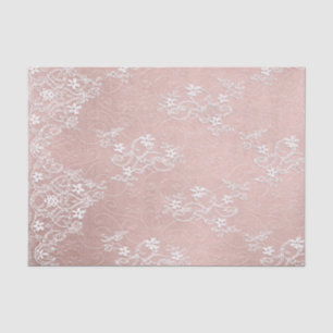 White Lace on Pink Tissue Paper