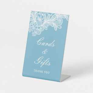 White Lace on Terracotta Cards & Gifts Pedestal Sign
