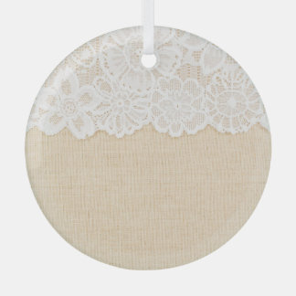 White lace over fabric design. glass tree decoration
