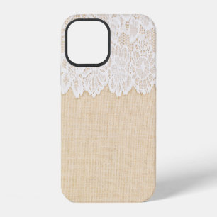 White lace over fabric design. iPhone 12 case