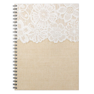 White lace over fabric design. notebook