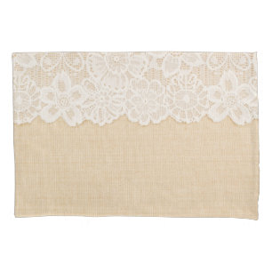 White lace over fabric design. pillowcase