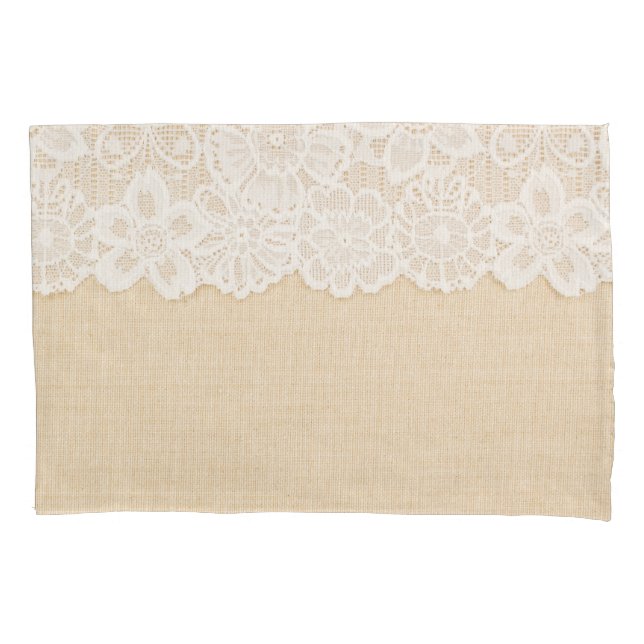 White lace over fabric design. pillowcase (Front)