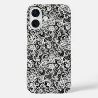 White Lace Pattern On Black