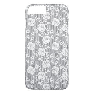 White lace pattern on grey background iPhone 8 plus/7 plus case